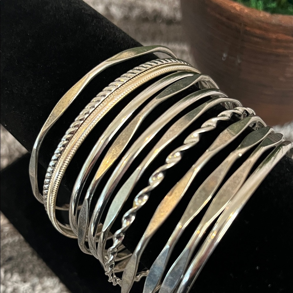 Elegant Silver Bangle Set (12) - Picture 2 of 2